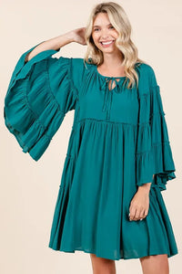 Mittoshop Frill Tie Neck Bell Sleeve Dress - Brittney MADE