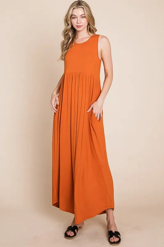 BOMBOM Sleeveless Maxi Dress with Pockets - Brittney MADE