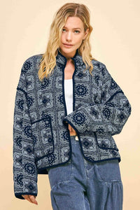 Davi & Dani Vintage Print Open Front Jacket with Pockets - Brittney MADE