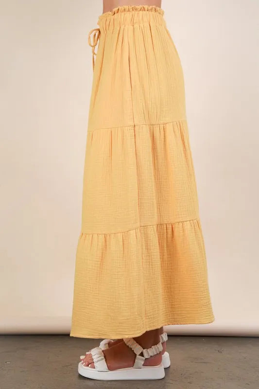 VERY J Elastic Waist Tiered Maxi Skirt - Brittney MADE