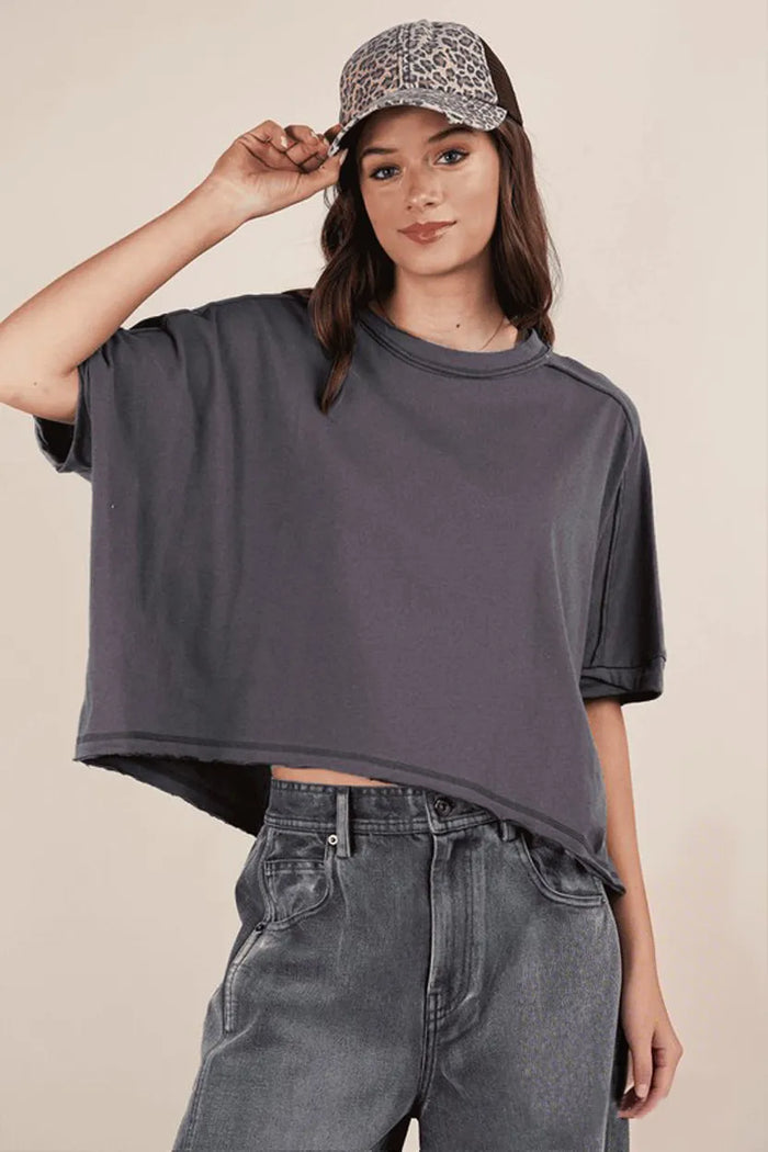 VERY J Round Neck Short Sleeve T-Shirt - Brittney MADE