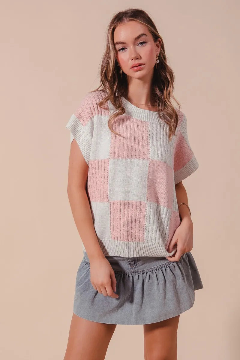 SO ME Check Plaid Casual Sweater Top - Brittney MADE