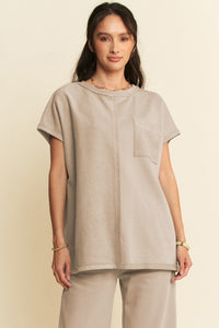 Davi & Dani Round Neck Short Sleeve Top and Pants Set - Brittney MADE