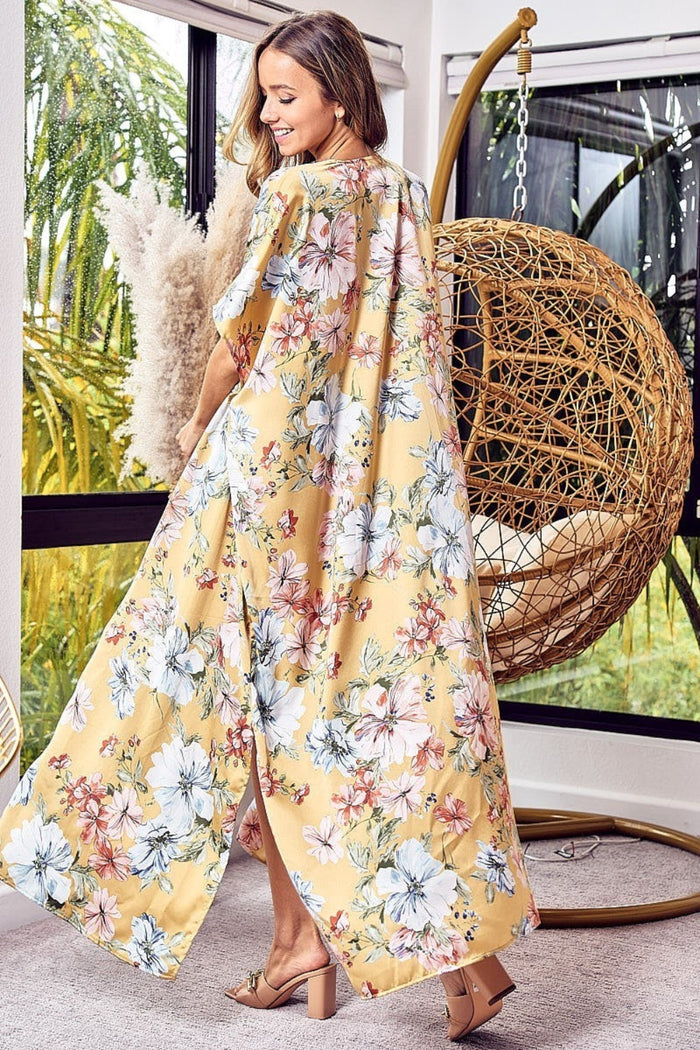 BiBi Floral Side Slit Longline Cardigan - Brittney MADE