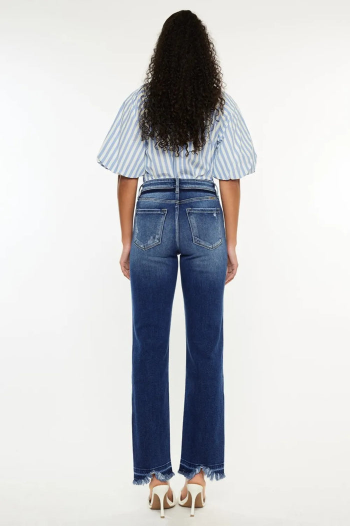 Kancan High Rise Distressed Slim Straight Jeans - Brittney MADE