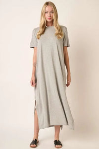 Mittoshop Side Slit Round Neck Short Sleeve Dress - Brittney MADE