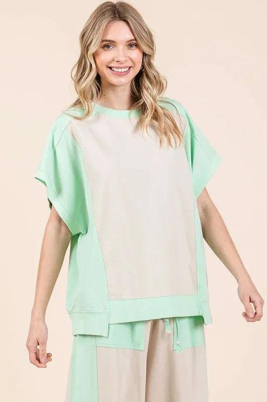 Mittoshop Oversized Color Block Short Sleeve T-Shirt - Brittney MADE