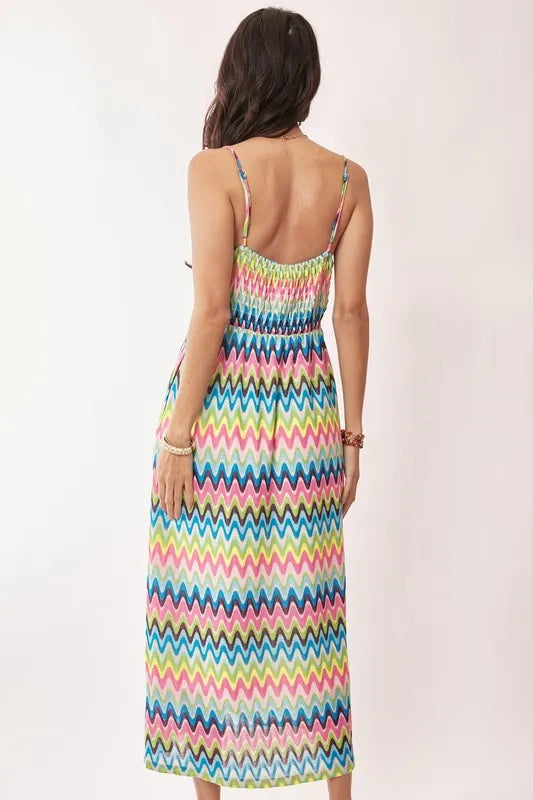 Davi & Dani Multi Color Crochet Lace Midi Dress - Brittney MADE
