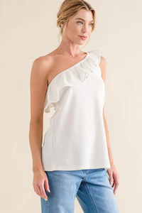And The Why Ruffle One Shoulder Sleeveless Tank Top - Brittney MADE