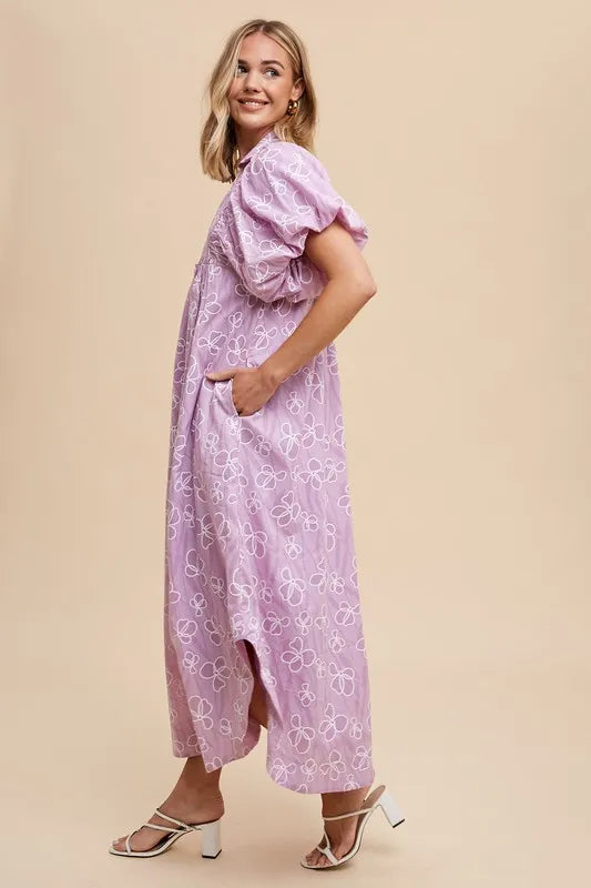 Annie Wear Floral Smock Detail Puff Sleeve Dress - Brittney MADE