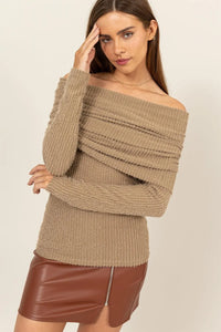 HYFVE Fuzzy Off Shoulder Textured Knit Top - Brittney MADE