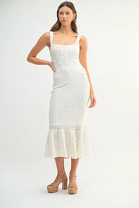 MABLE Ruffled Hem Sleeveless Crochet Knit Midi Dress - Brittney MADE