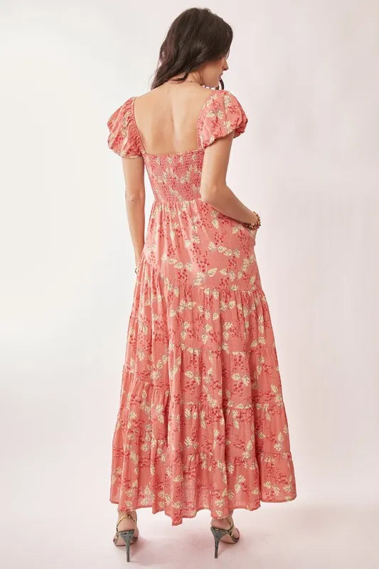 Davi & Dani Lightweight Sweetheart Neck Textured Tiered Maxi Dress - Brittney MADE
