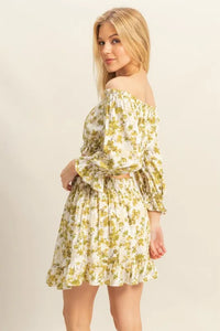 HYFVE Floral Off-Shoulder Flounce Sleeve Top and Skirt Set - Brittney MADE