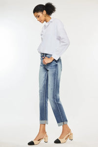 Kancan High Rise Cuffed Straight Jeans - Brittney MADE