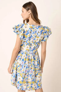 Mittoshop Floral V-Neck Cap Sleeve Mini Dress - Brittney MADE
