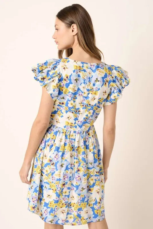 Mittoshop Floral V-Neck Cap Sleeve Mini Dress - Brittney MADE