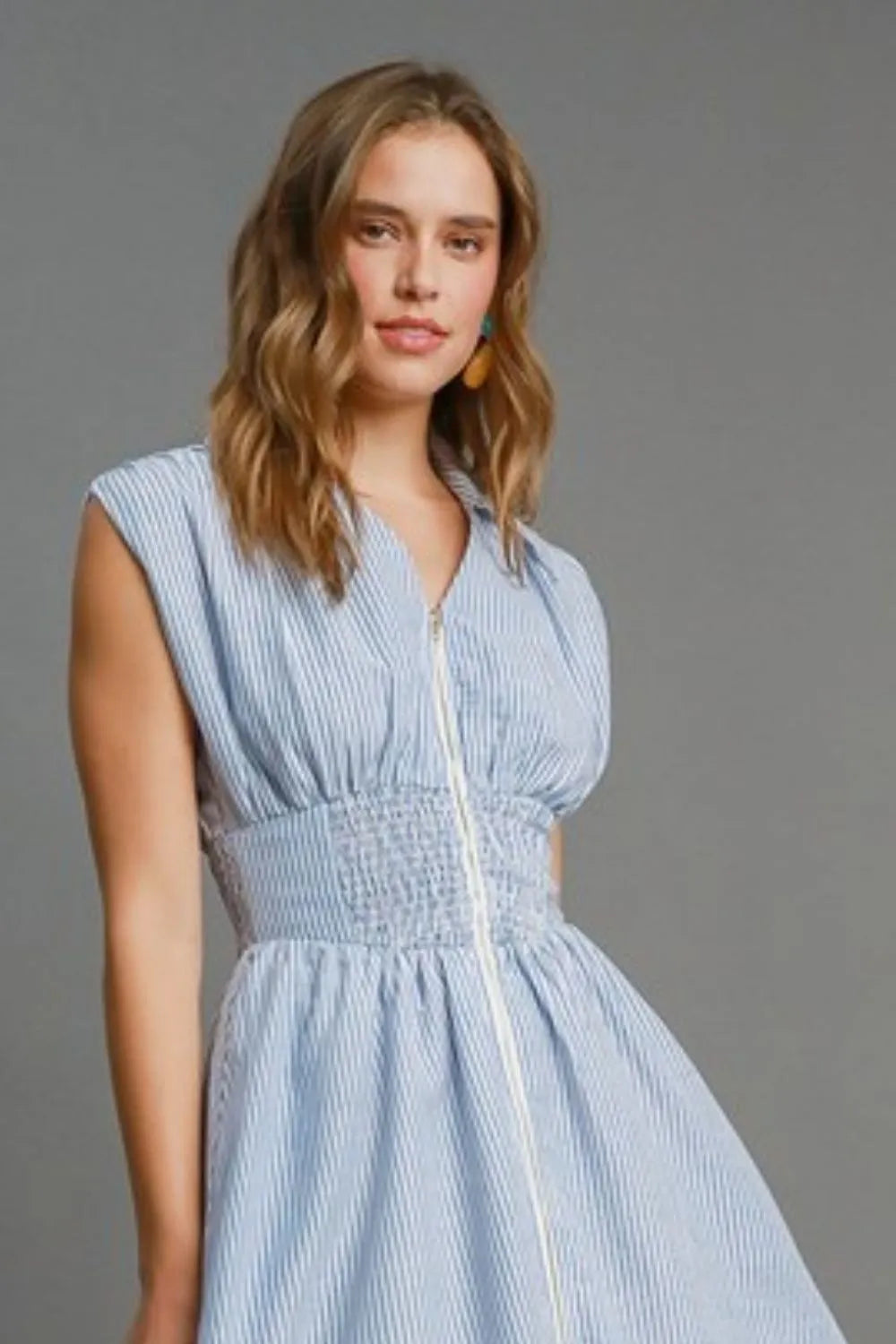 Umgee Full Size Striped Midi Dress with Smocked Waist Plus Size - Brittney MADE