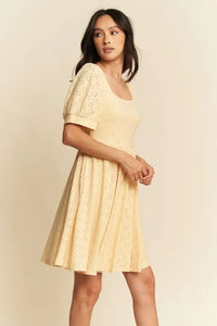 Davi & Dani Eyelet Baby Doll Romantic Square Neck Dress - Brittney MADE