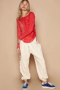 POL Exposed Seam Long Sleeve Lace Knit Top - Brittney MADE