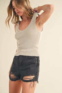 Aemi + Co Ribbed Wide Strap Knit Tank - Brittney MADE