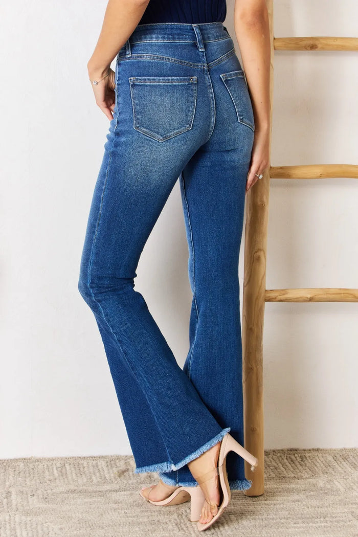 Kancan High Rise Raw Hem Flare Jeans - Brittney MADE