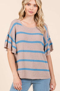 Mittoshop Striped Flounce Sleeve Knit Top - Brittney MADE