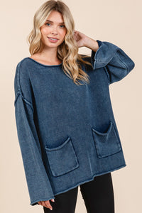Mittoshop Mineral Wash Patch Pocket Cut Edge Sweater - Brittney MADE
