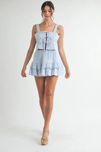 MABLE Gingham Plaid Crop Top and Mini Skirt Set - Brittney MADE
