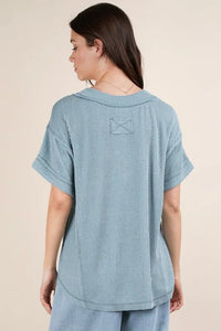 VERY J Full Size Soft Two Tone Casual Comfy Ribbed Knit Top Plus Size - Brittney MADE