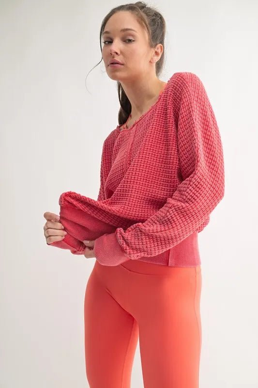 MONO B Chunky Waffle Boat Neck Sweater - Brittney MADE
