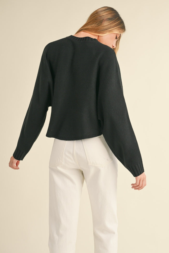 Mable Round Neck Dolman Sleeve Cropped Sweater - Brittney MADE