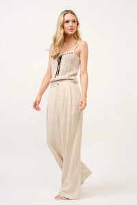 And The Why High-Rise Wide Leg Linen Blended Pants - Brittney MADE