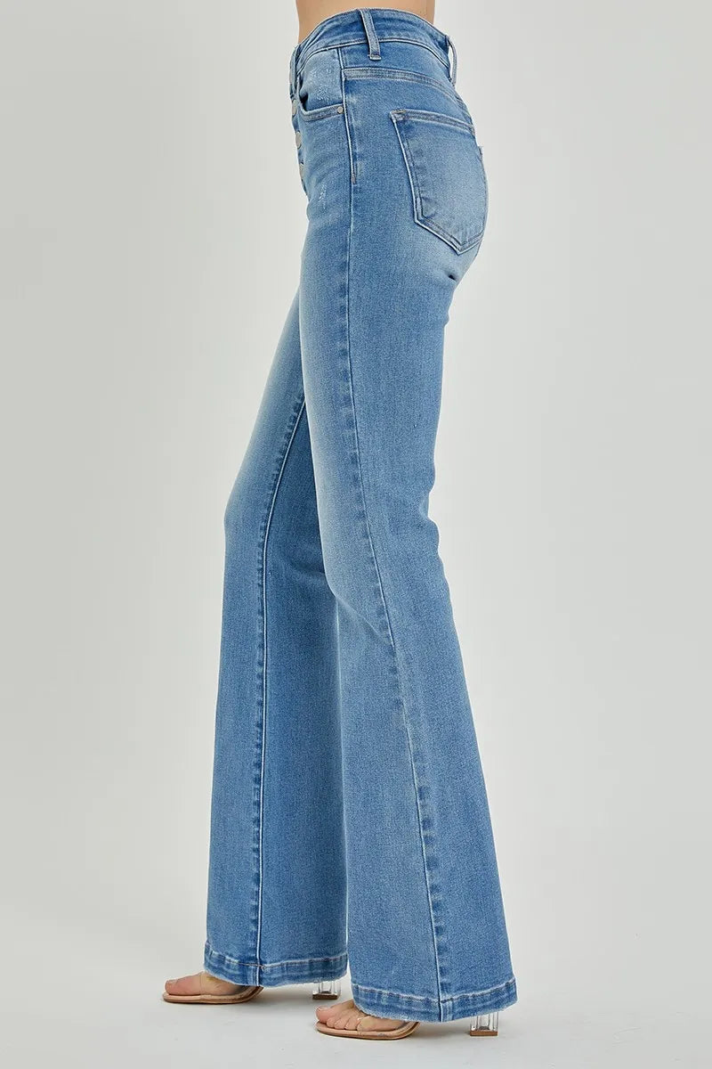RISEN Full Size High Rise Button Fly Bootcut Jeans - Brittney MADE
