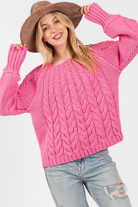 SAGE + FIG Cable-Knit Long Sleeve Sweater - Brittney MADE