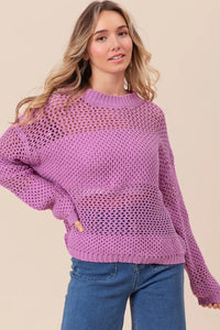 BiBi Openwork Long Sleeve Knit Top - Brittney MADE