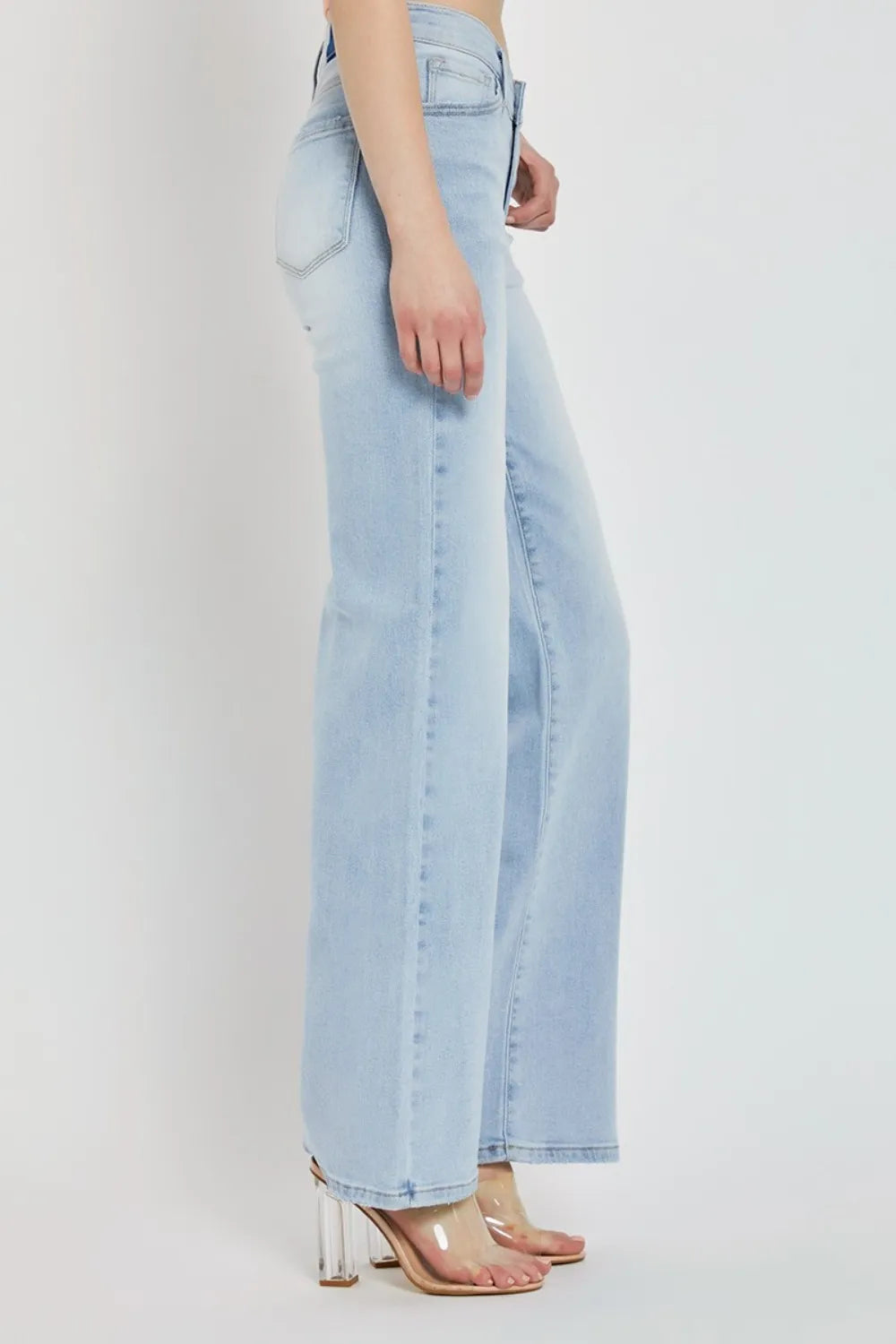 RISEN Full Size Wide Leg V Dipped Front Waist Jeans - Brittney MADE
