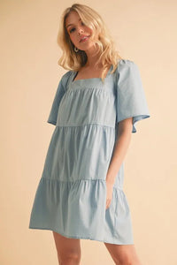 Aemi + Co Square Neck Half Sleeve Tiered Dress - Brittney MADE