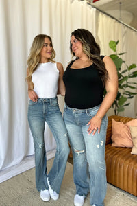 Judy Blue Full Size Medium Rise Tummy Control Destroy Flare - Brittney MADE