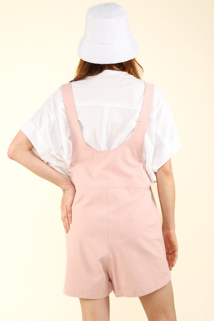 VERY J Adjustable Waist Suspender Overalls with Pockets - Brittney MADE