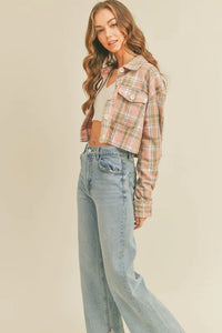 MABLE Plaid Flannel Crop Shacket - Brittney MADE