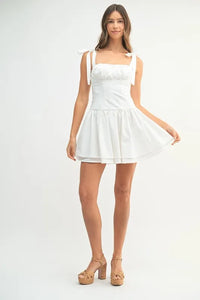 MABLE Shoulder Tie Corset Panel Mini Dress - Brittney MADE