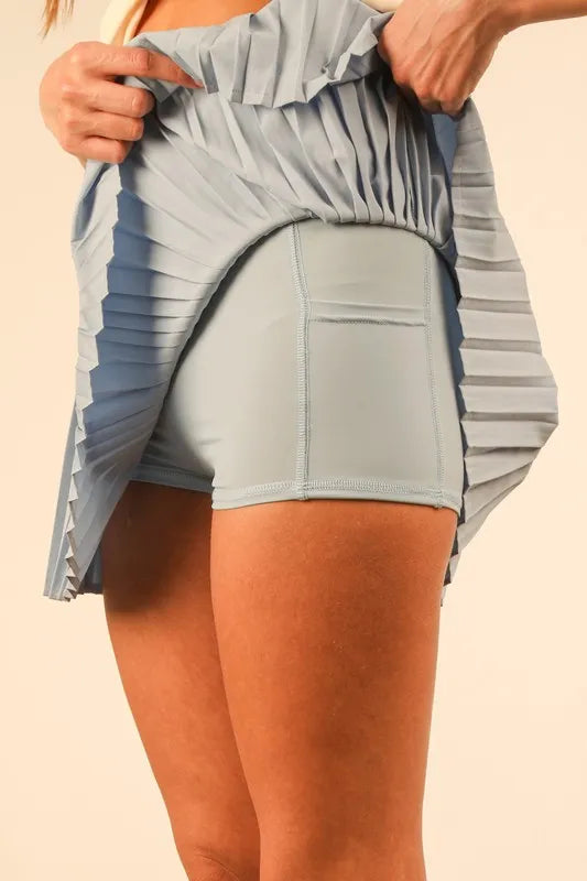 VERY J Pleated Activewear Skirt with Shorts Inside - Brittney MADE