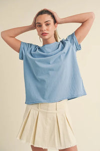 Aemi + Co Exposed Seam Round Neck Short Sleeve T-Shirt - Brittney MADE