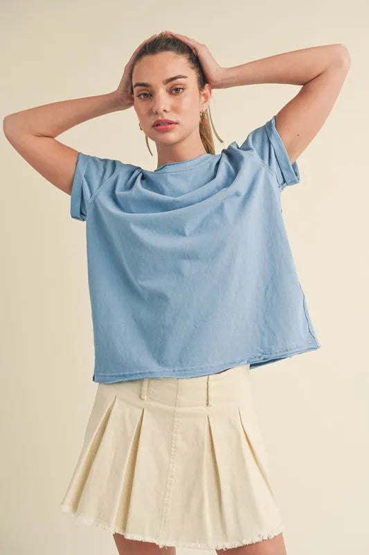 Aemi + Co Exposed Seam Round Neck Short Sleeve T-Shirt - Brittney MADE