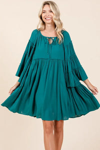 Mittoshop Frill Tie Neck Bell Sleeve Dress - Brittney MADE