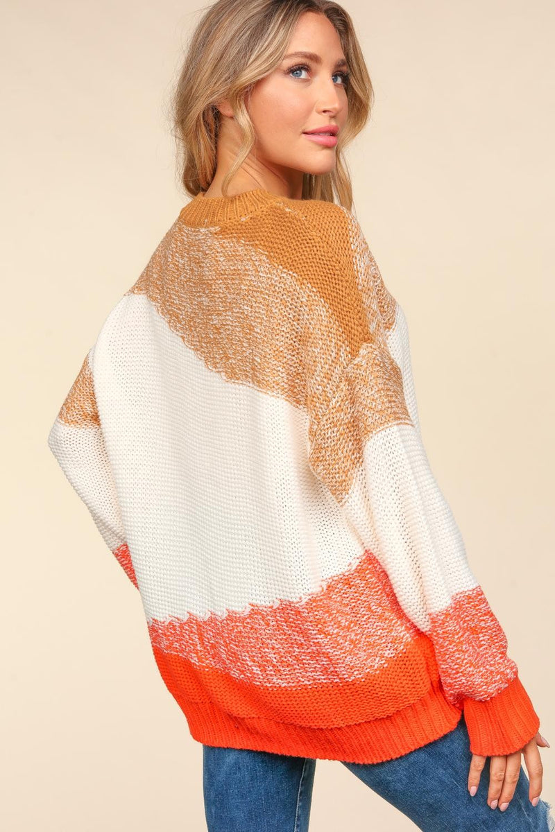 Haptics Color Block Long Sleeve Sweater - Brittney MADE