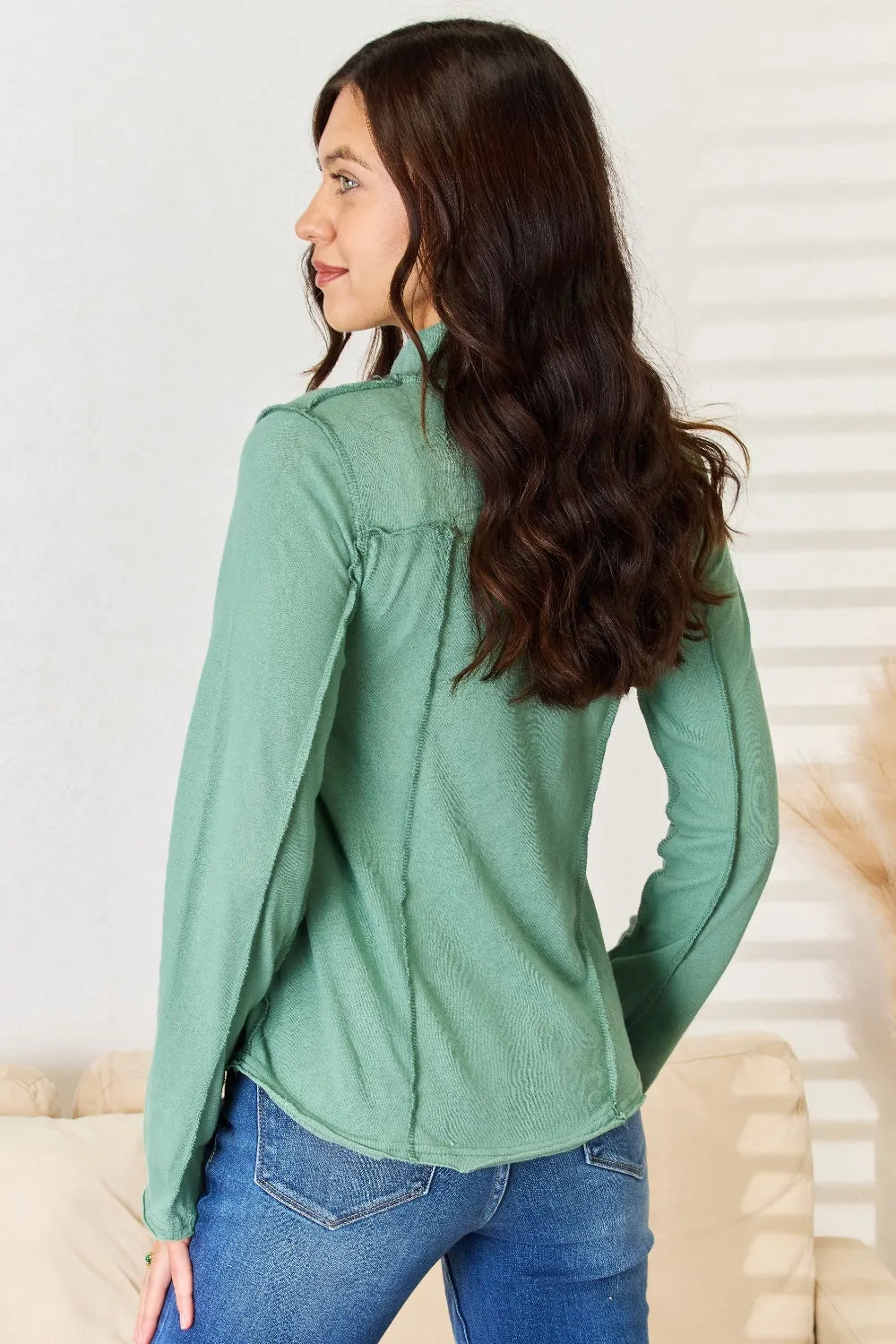POL Exposed Seam Long Sleeve Knit Top - Brittney MADE
