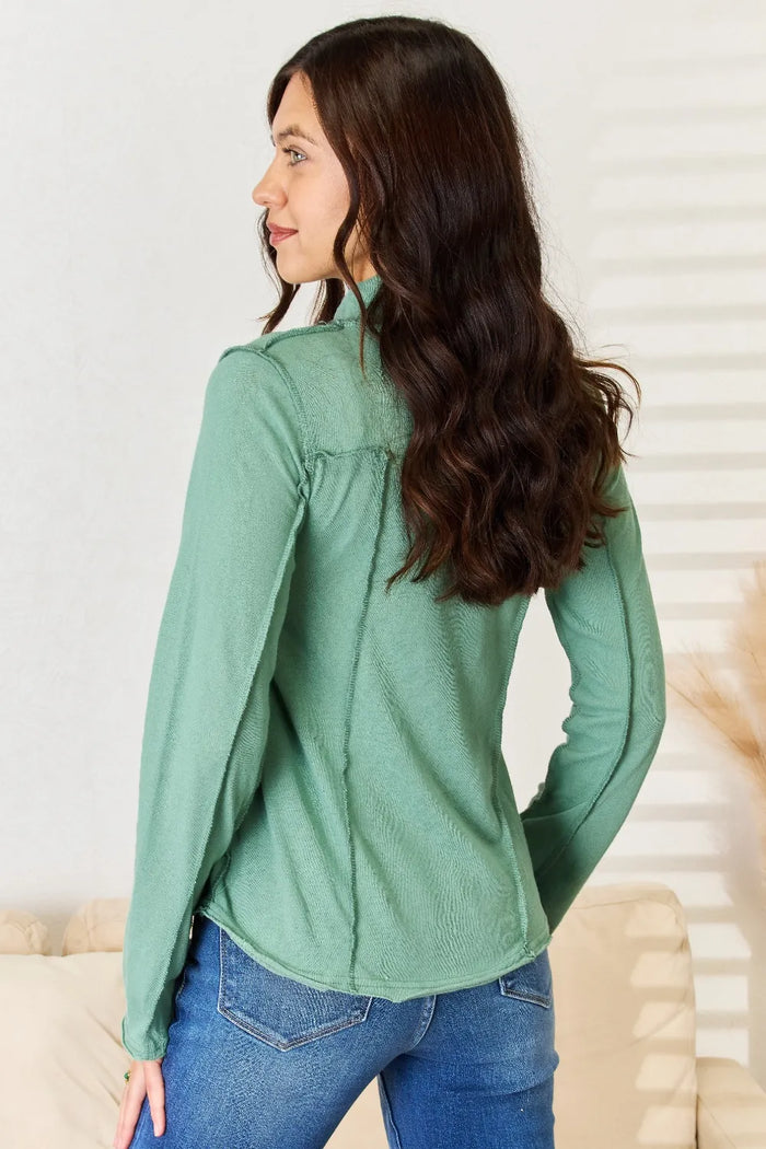 POL Exposed Seam Long Sleeve Knit Top - Brittney MADE