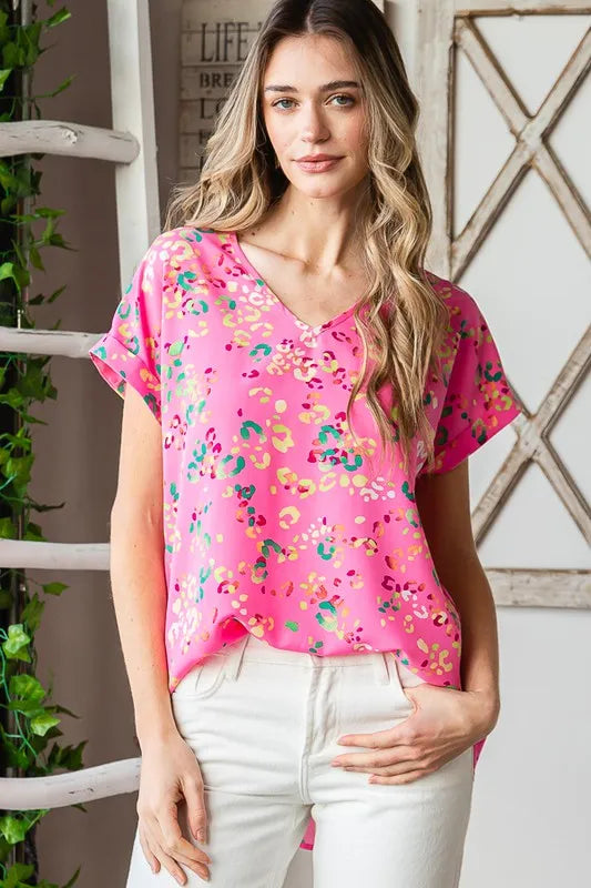 Heimish Full Size Animal print V-Neck Short Sleeve T-Shirt Plus Size - Brittney MADE